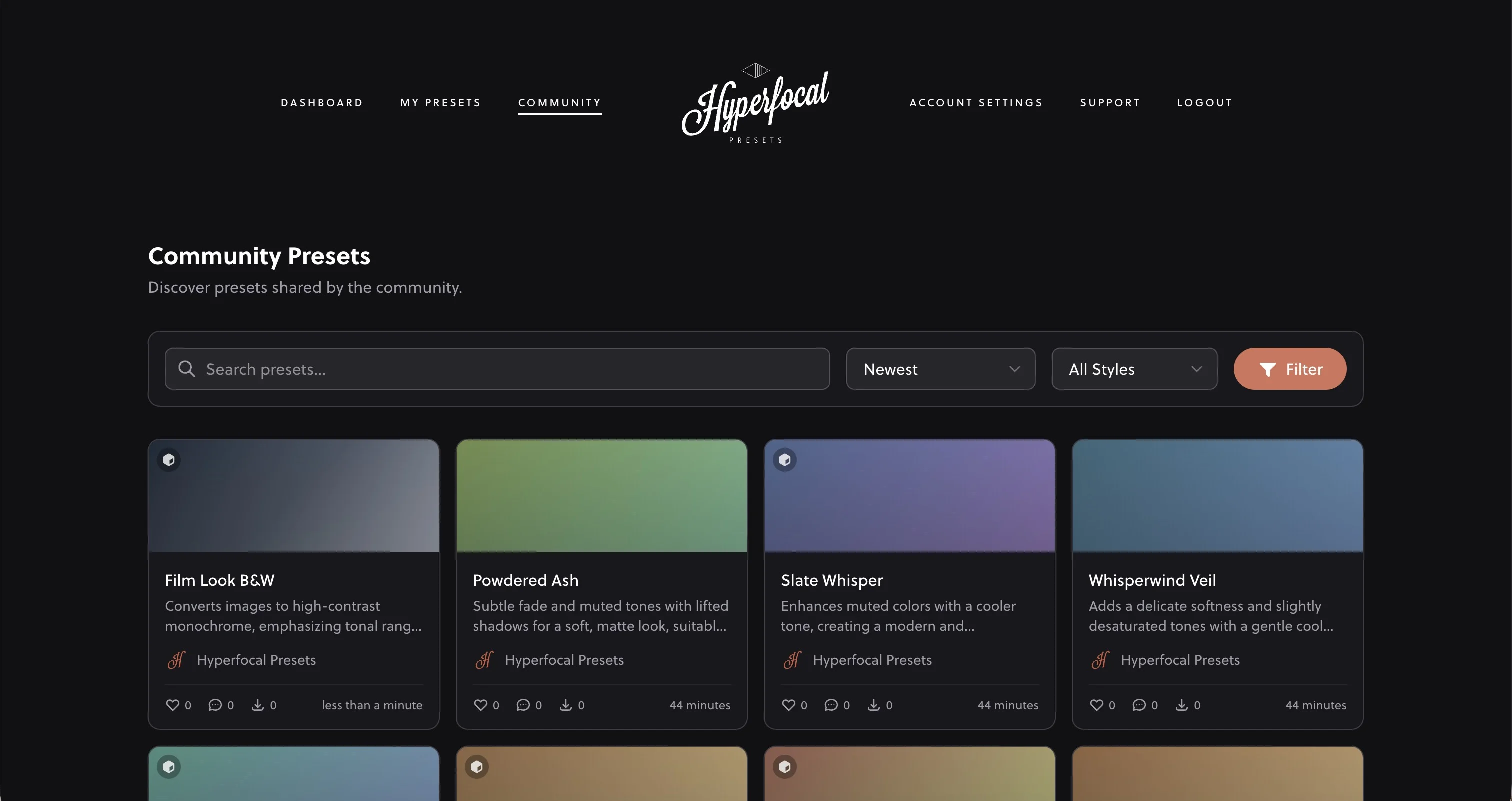 Hyperfocal Community Gallery page